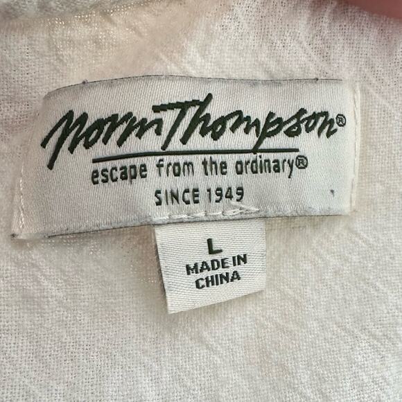 Norm Thompson Linen Blend Cream Embroidered Women's Tunic Top Size Large - Picture 5 of 7